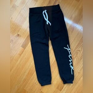 PINK Victoria's Secret Black Women’s Joggers with White Script